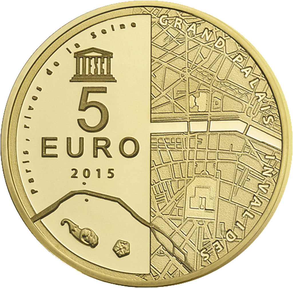 France, 5 Euros, 2015, MS(65-70), Gold, 0.50