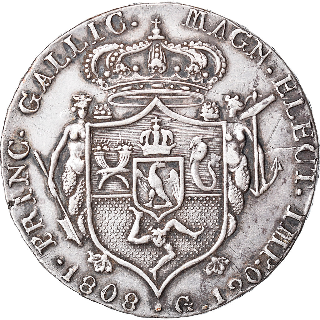 Monnaie, États italiens, NAPLES, Joseph Napoleon, 120 Grana, 1808, Naples, SUP