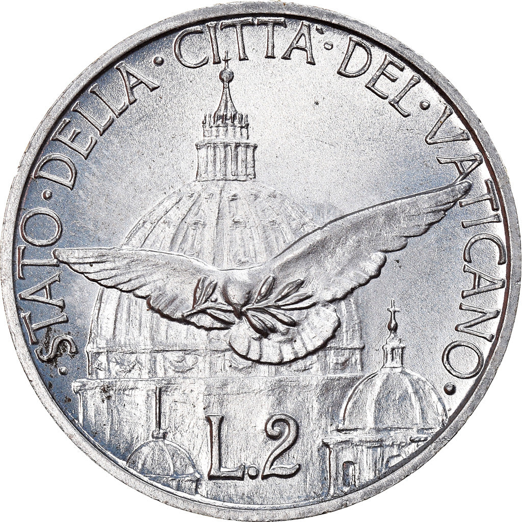 Monnaie, Cité du Vatican, Pius XII, 2 Lire, 1950, Roma, FDC, Aluminium, KM:45
