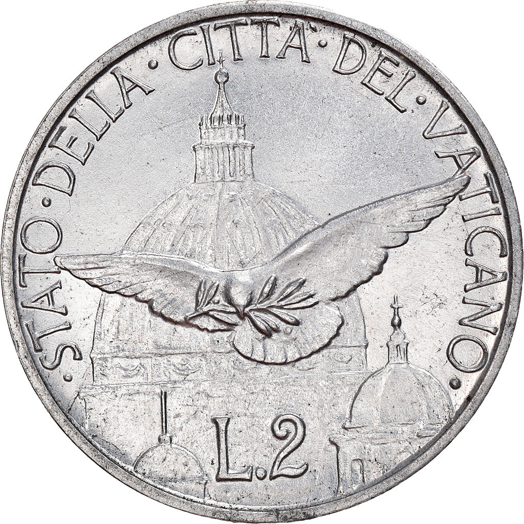 Coin, VATICAN CITY, Pius XII, 2 Lire, 1950, Roma, MS(65-70), Aluminum, KM:45