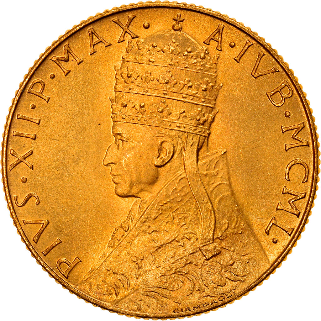 Monnaie, Cité du Vatican, Pius XII, 100 Lire, 1950, FDC, Or, KM:48