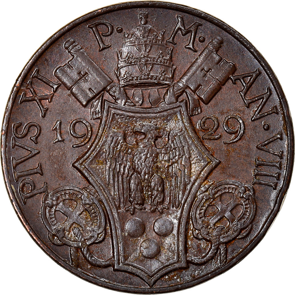 Coin, VATICAN CITY, Pius XI, 5 Centesimi, 1929, Roma, MS(65-70), Bronze, KM:1
