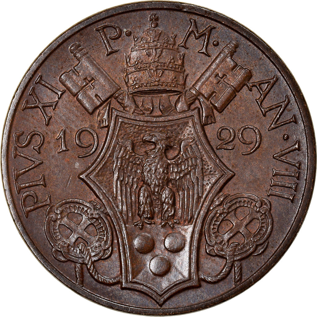 Coin, VATICAN CITY, Pius XI, 10 Centesimi, 1929, Roma, MS(63), Bronze, KM:2