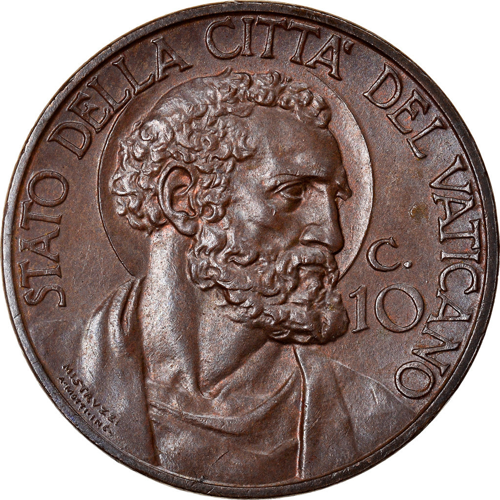 Coin, VATICAN CITY, Pius XI, 10 Centesimi, 1929, Roma, MS(63), Bronze, KM:2