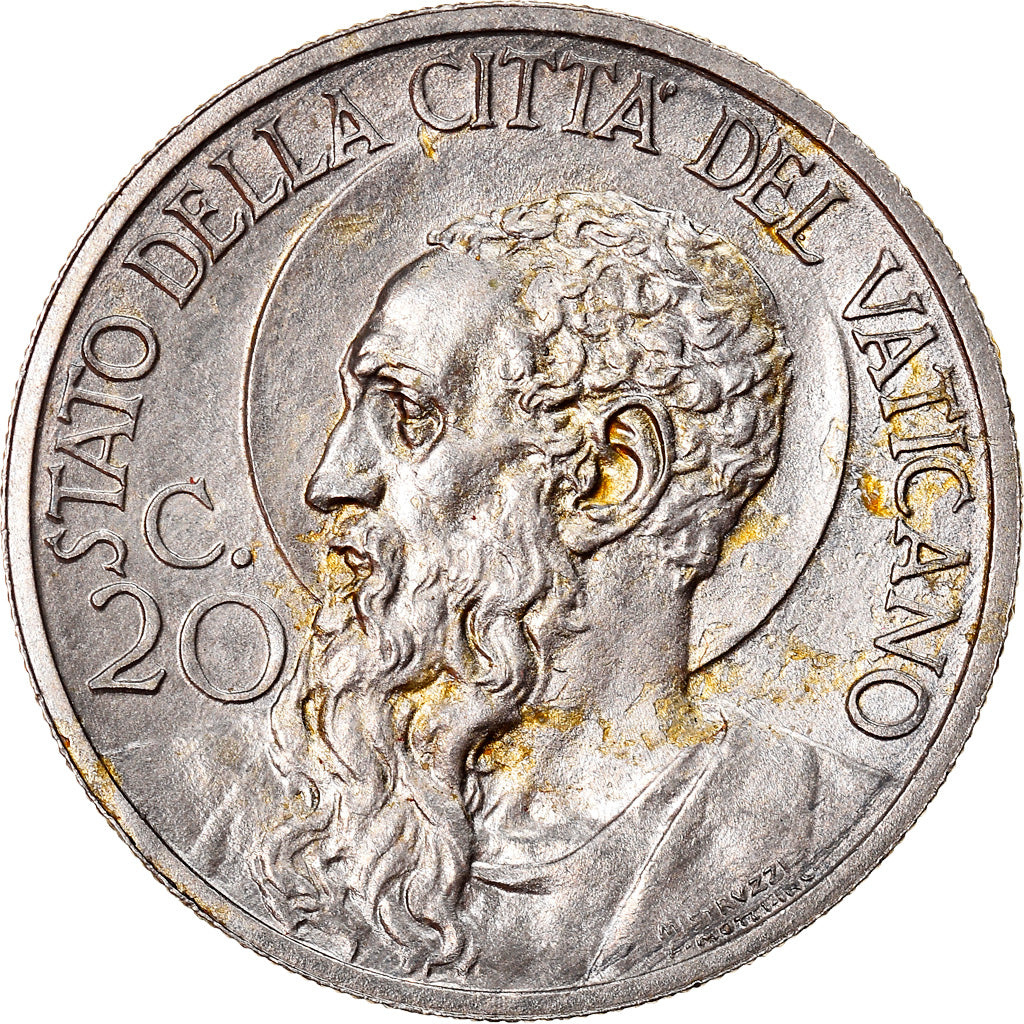 Moneda, CIUDAD DEL VATICANO, Pius XI, 20 Centesimi, 1929, Roma, SC, Níquel