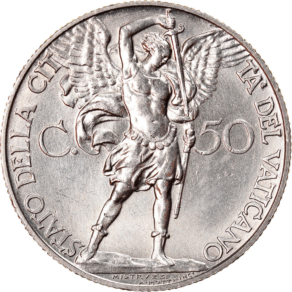 Moneda, CIUDAD DEL VATICANO, Pius XI, 50 Centesimi, 1929, Roma, SC, Níquel