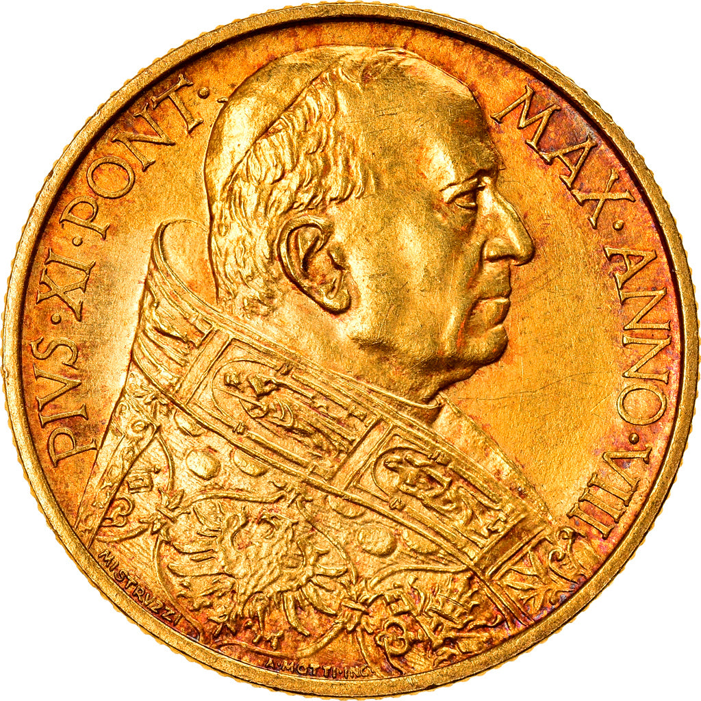 Coin, VATICAN CITY, Pius XI, 100 Lire, 1929, Rome, MS(63), Gold, KM:9