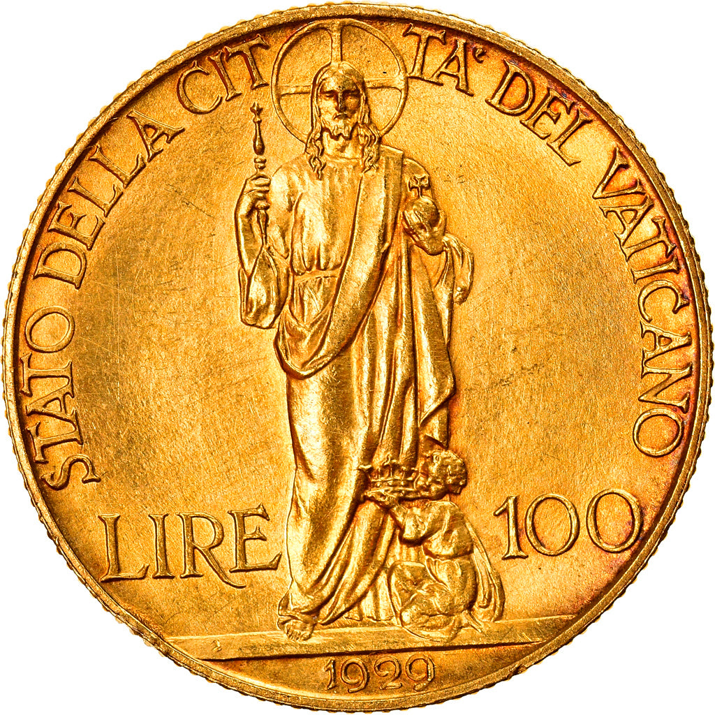 Coin, VATICAN CITY, Pius XI, 100 Lire, 1929, Rome, MS(63), Gold, KM:9
