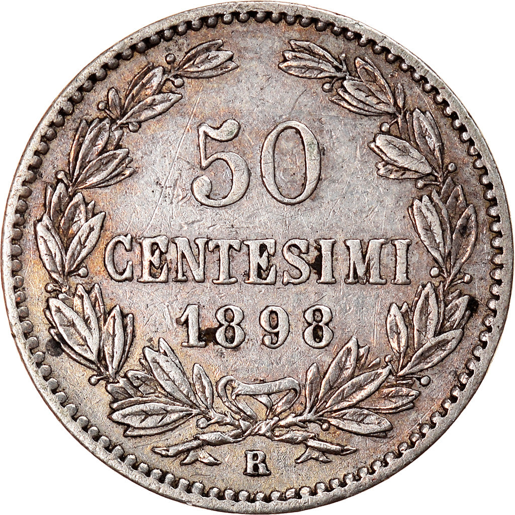Coin, San Marino, 50 Centesimi, 1898, Rome, AU(50-53), Silver, KM:3