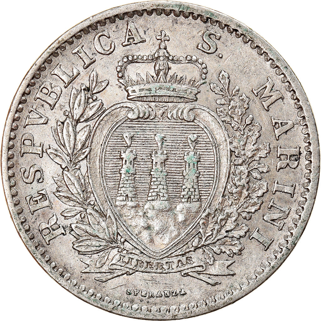 Coin, San Marino, Lira, 1906, Rome, EF(40-45), Silver, KM:4