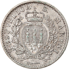 Coin, San Marino, Lira, 1906, Rome, EF(40-45), Silver, KM:4