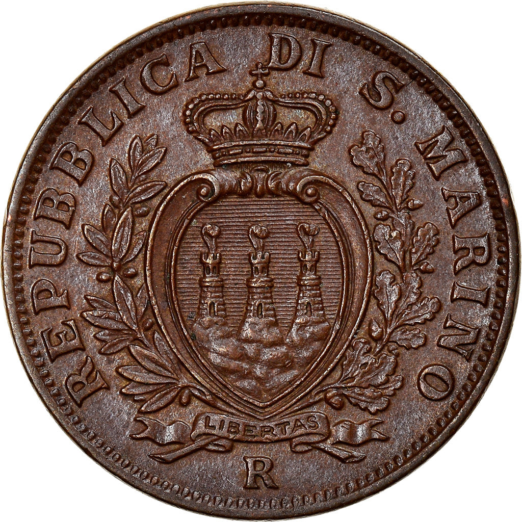 Moneta, San Marino, 10 Centesimi, 1937, Rome, AU(55-58), Bronze, KM:13