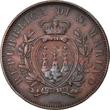 San Marino, 10 Centesimi, 1893, Roma, EF(40-45), Copper, KM:2