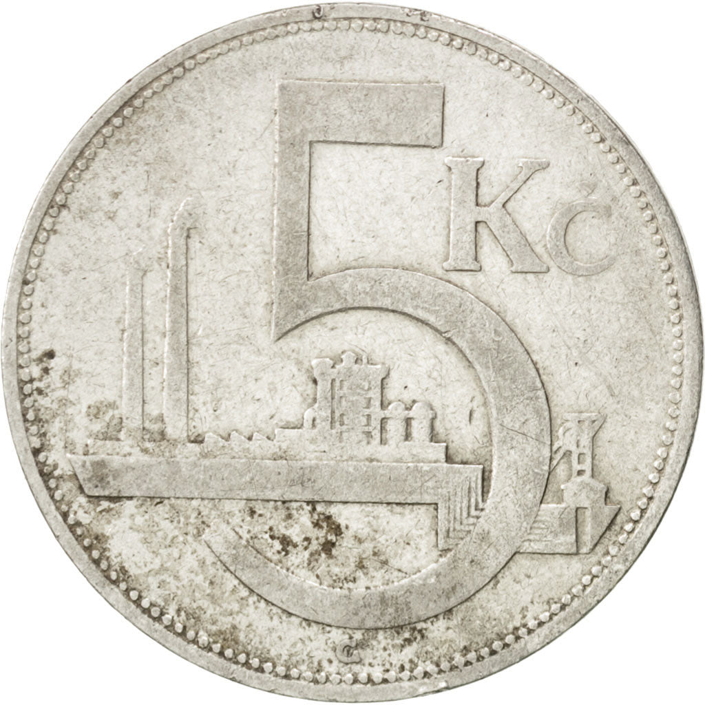 CZECHOSLOVAKIA, 5 Korun, 1930, KM #11, VF(30-35), Silver, 27, 6.92