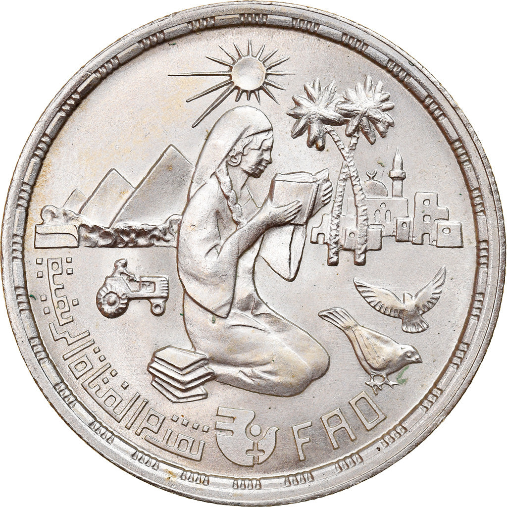 Coin, Egypt, Pound, 1980, MS(60-62), Silver, KM:513