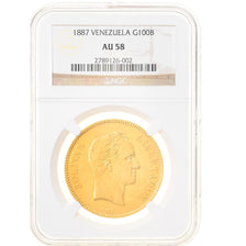 Coin, Venezuela, 100 Bolivares, 1887, Caracas, NGC, AU58, AU(55-58), Gold