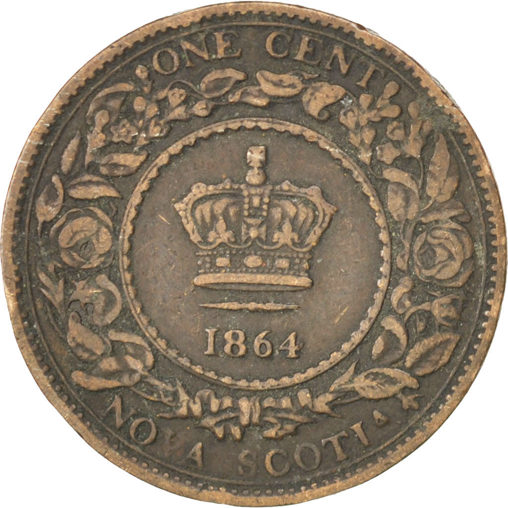 NOVA SCOTIA, 1 Cent, 1864, Royal Canadian Mint, KM #8.2, VF(20-25), Bronze, 5.55