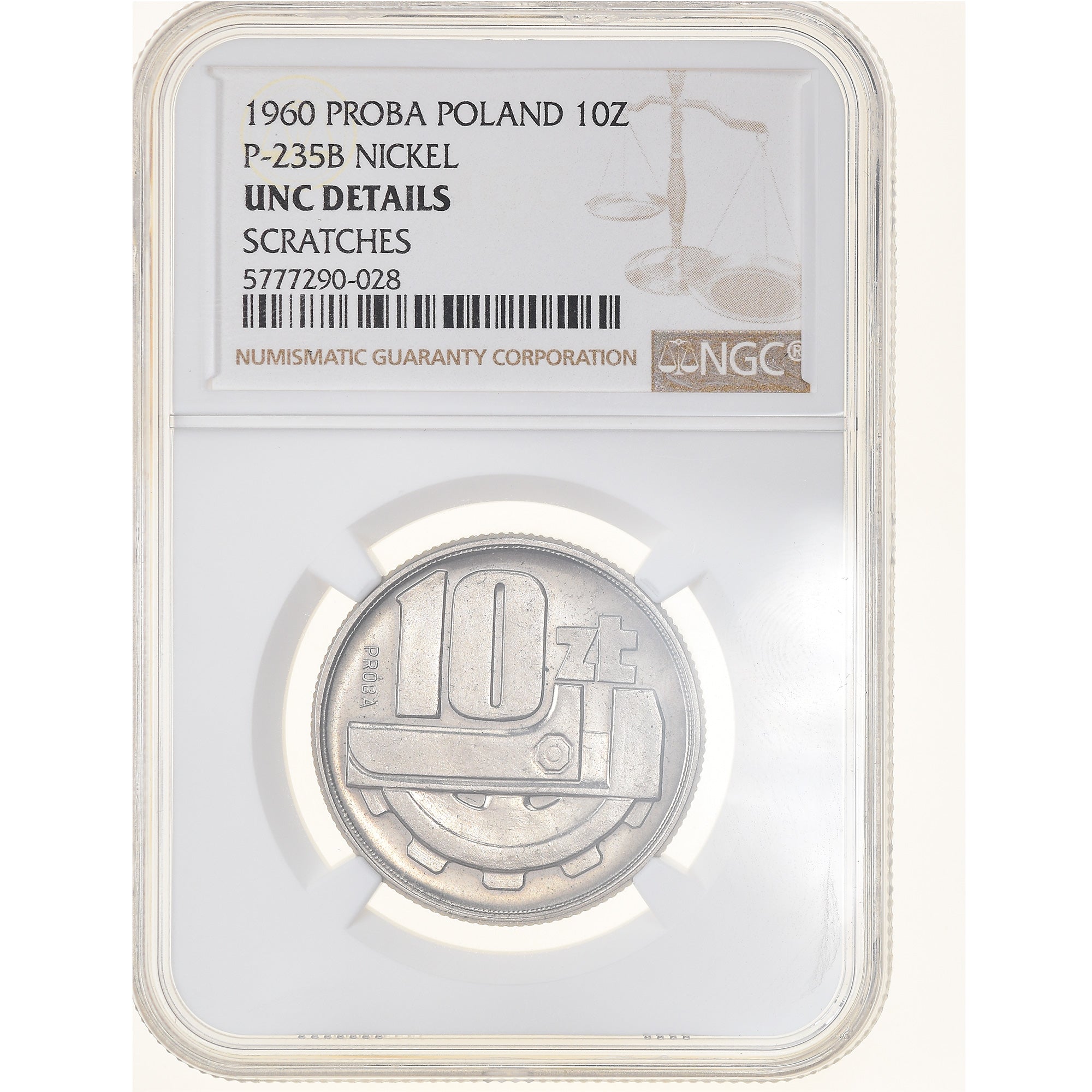 Moeda, Polónia, 10 Zlotych, 1960, Warsaw, NGC, UNC Details, MS(65-70), Níquel