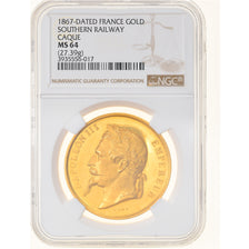 Francja, Medal, Napoléon III, 1867, Chemins de fer du Midi, gradacja, NGC