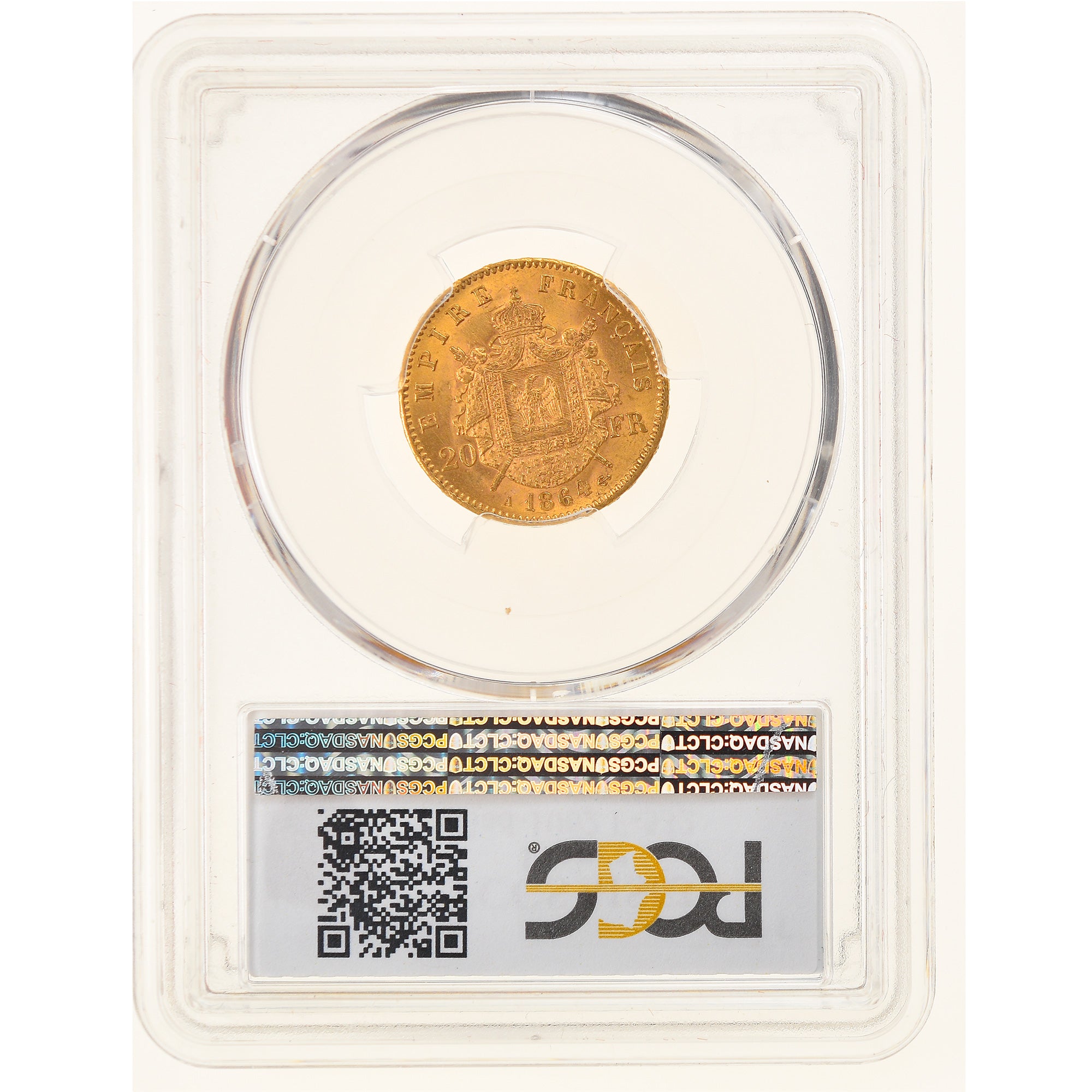 Coin, France, Napoleon III, Napoléon III, 20 Francs, 1864, Paris, PCGS, MS63