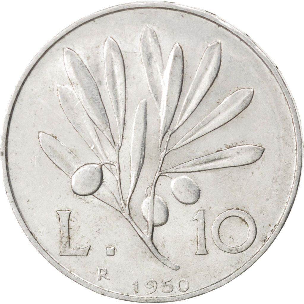 ITALY, 10 Lire, 1950, Rome, KM #90, EF(40-45), Aluminum, 29, 3.01