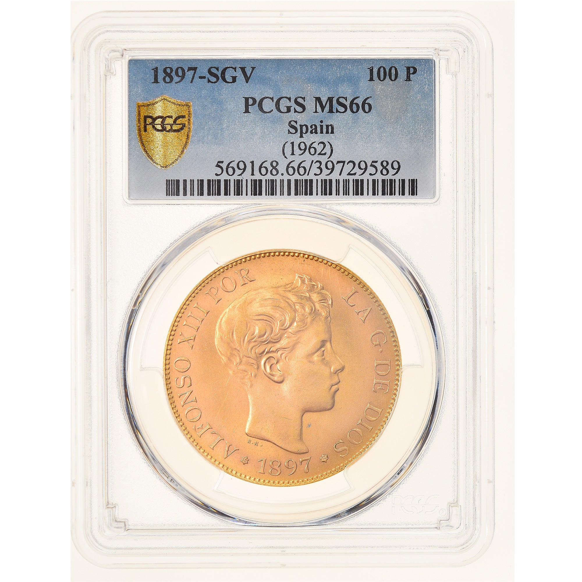 Moneda, España, Alfonso XIII, 100 Pesetas, 1962, Madrid, PCGS, MS66, FDC, Oro
