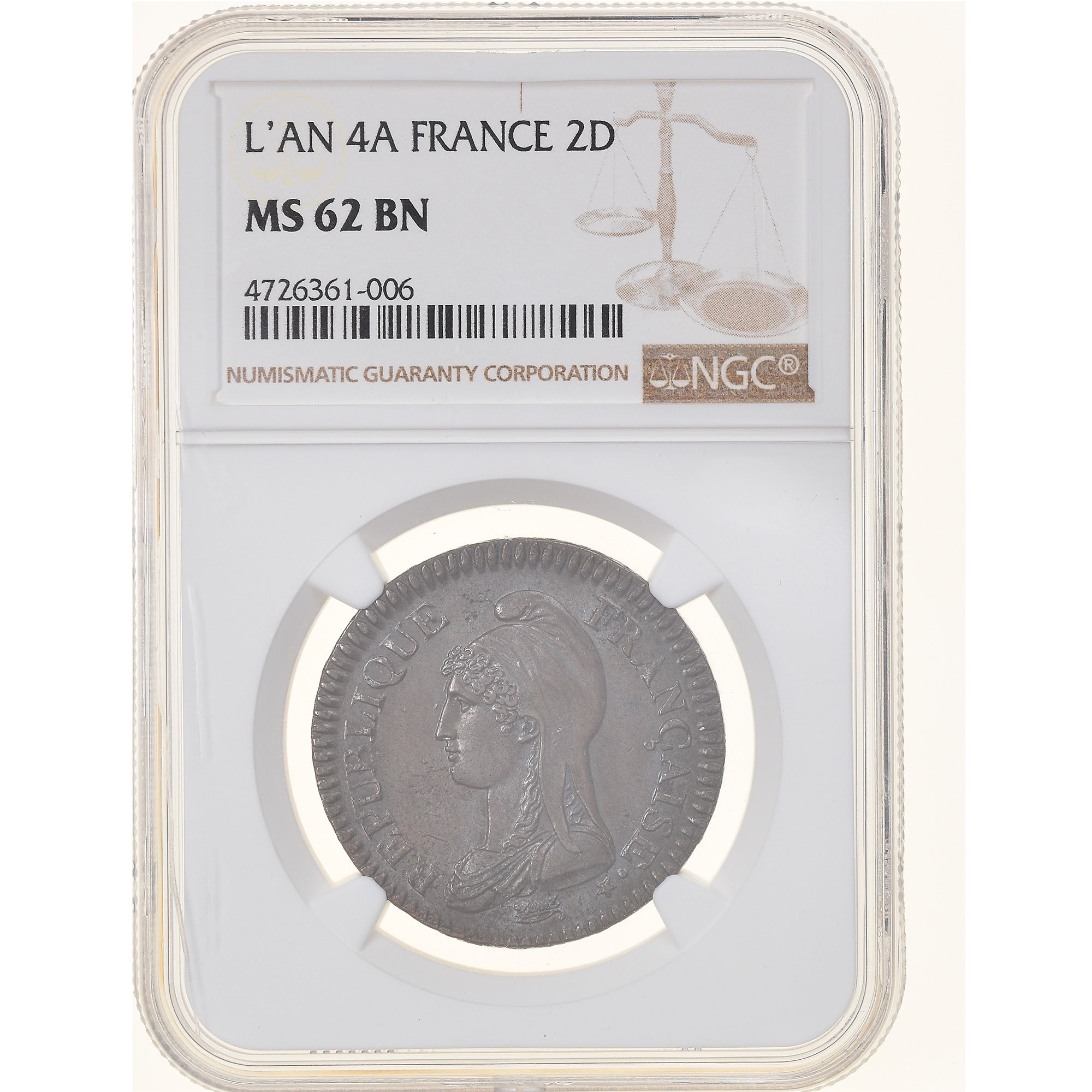 Coin, France, Dupré, 2 Décimes, 1795, Paris, NGC, MS62BN, MS(60-62), Bronze