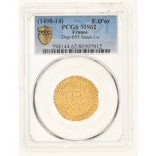 Monnaie, France, Louis XII, Ecu d'or aux Porcs-Epics, 1498, Saint Lô, Rare