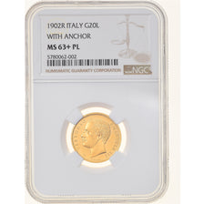 Coin, Italy, Vittorio Emanuele III, 20 Lire, 1902, Rome, NGC, MS63 + PL, MS(63)