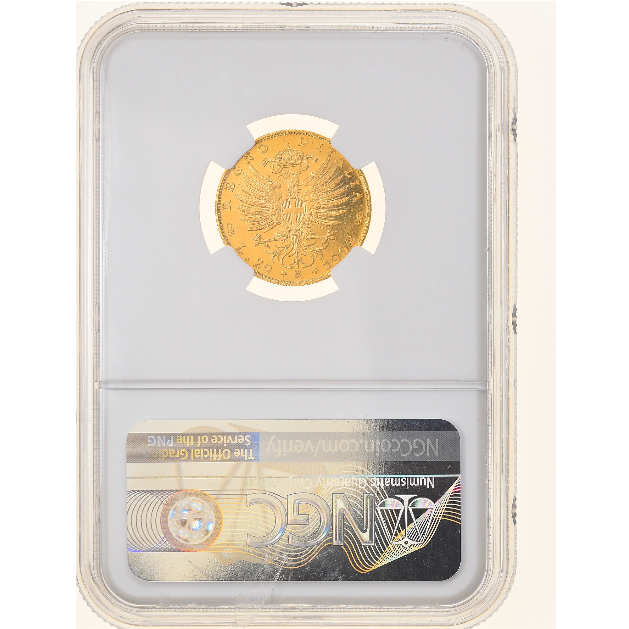 Coin, Italy, Vittorio Emanuele III, 20 Lire, 1902, Rome, NGC, MS63 + PL, MS(63)
