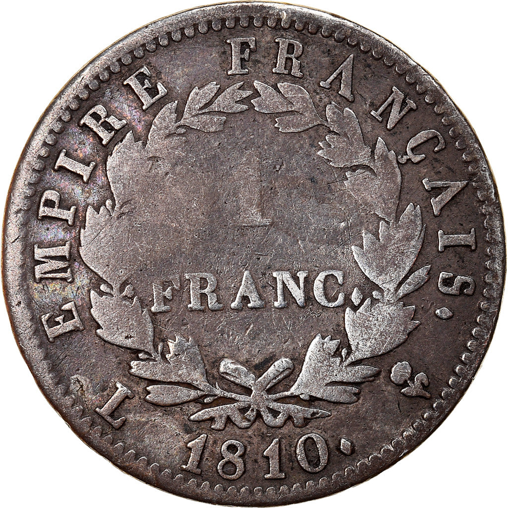 Monnaie, France, Napoléon I, Franc, 1810, Bayonne, TB, Argent, KM:692.9