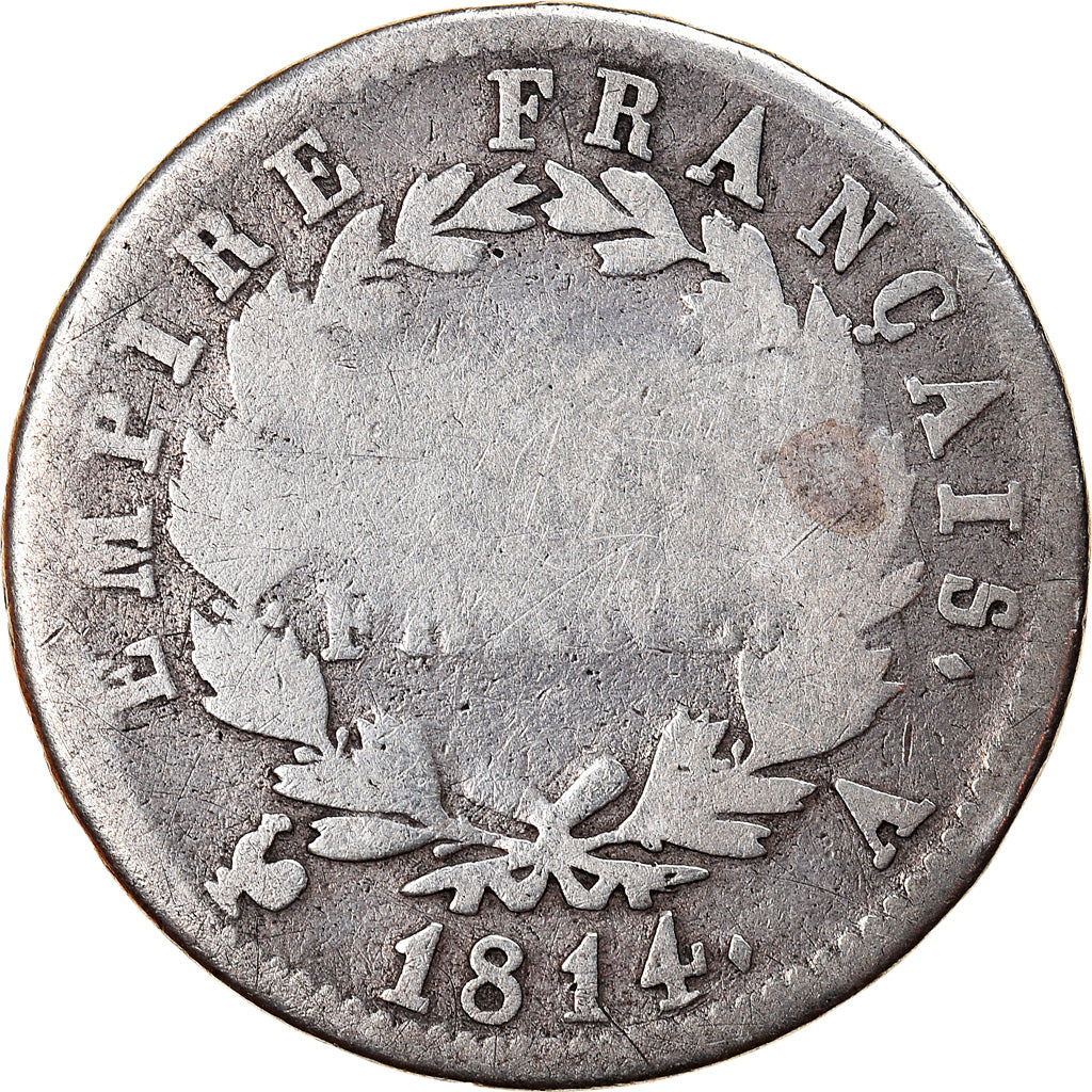 Munten, Frankrijk, Napoléon I, Franc, 1814, Paris, ZG+, Zilver, KM:692.1