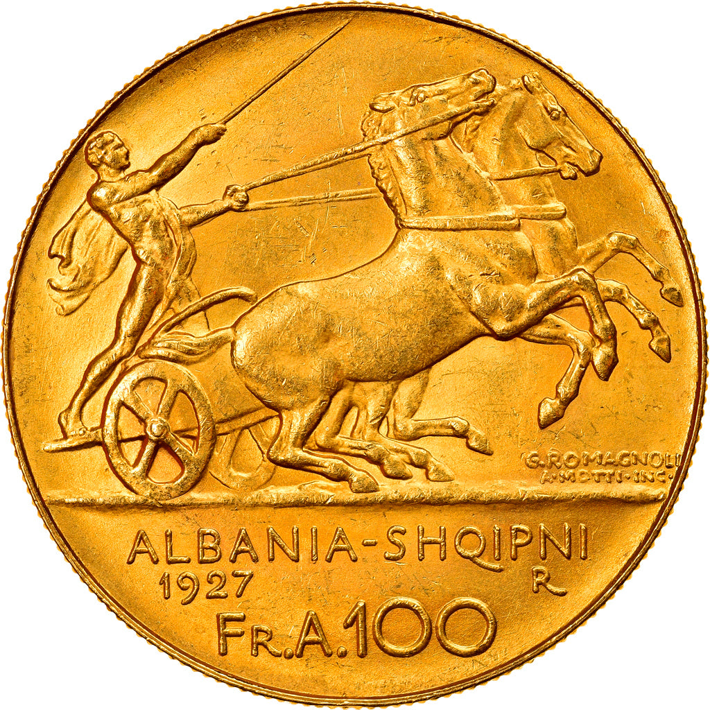 Moneta, Albania, Zog I, 100 Franga Ari, 1927, Rome, SPL+, Oro, KM:11a.1