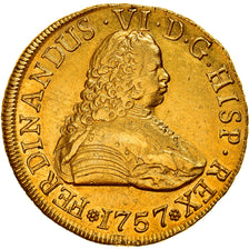 Moneta, Chile, Fernando VI, 8 Escudos, 1757, Santiago, AU(55-58), Złoto, KM:3