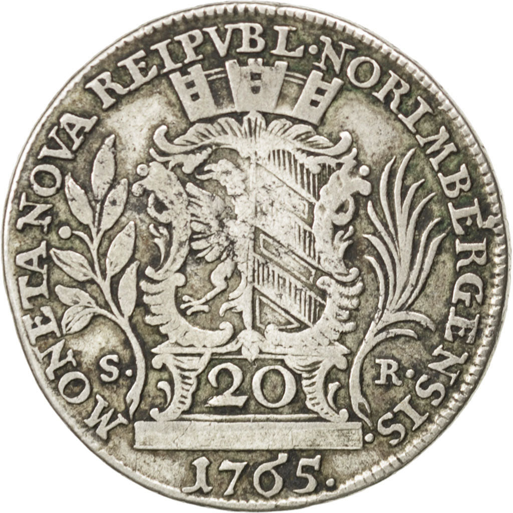 GERMAN STATES, 20 Kreuzer, 1765, KM #343, VF(20-25), Silver, 6.53