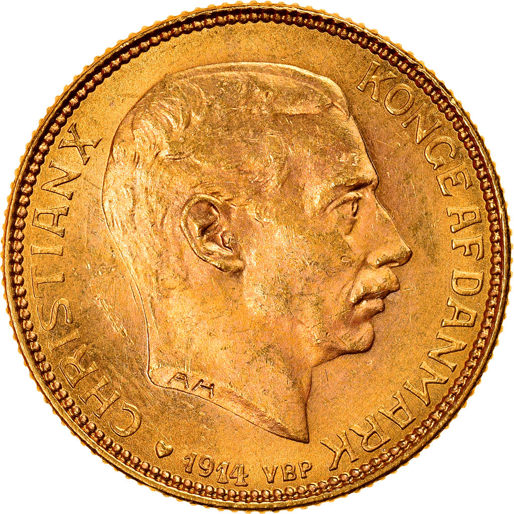 Coin, Denmark, Christian X, 20 Kroner, 1914, Copenhagen, MS(63), Gold, KM:817.1