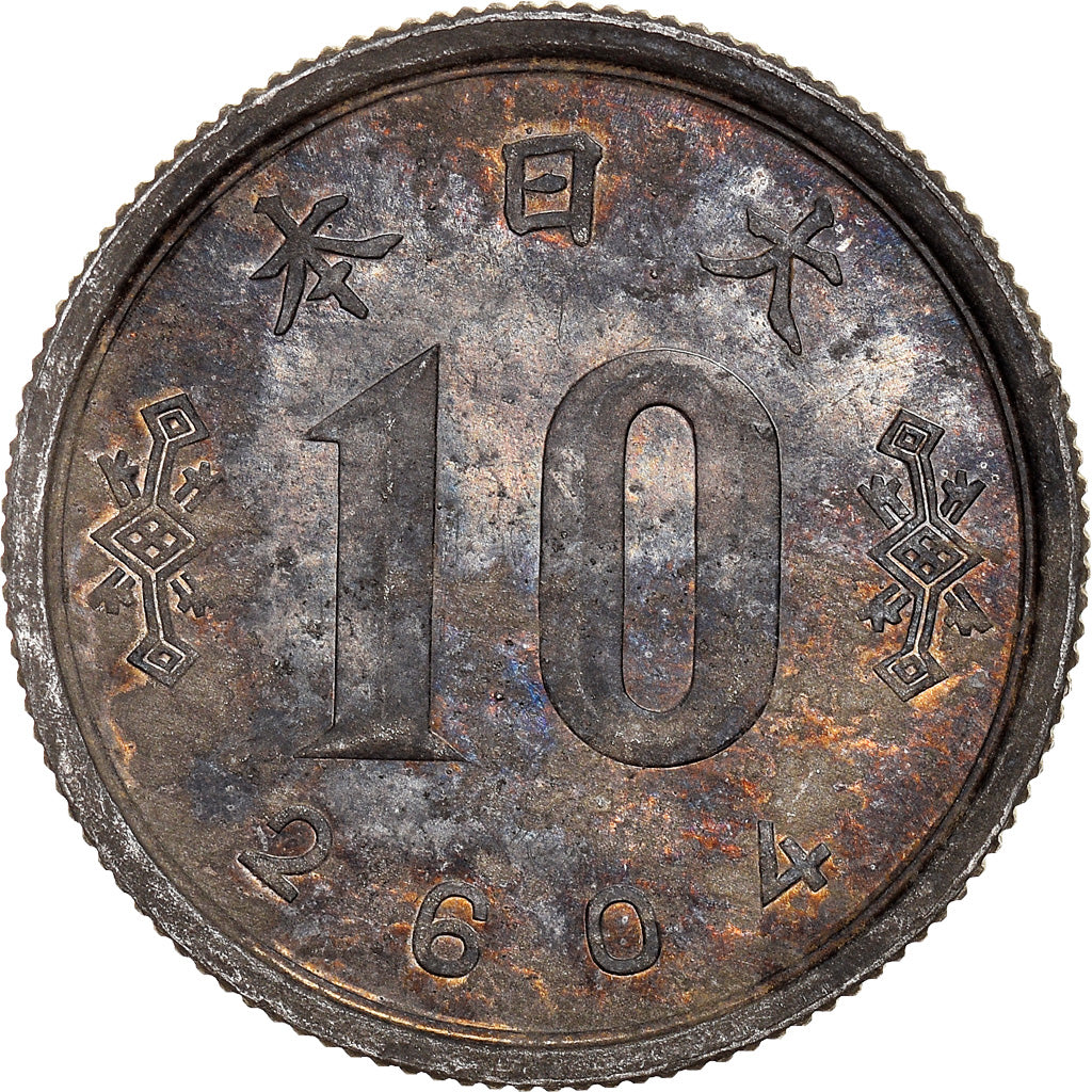 Coin, Japan, 10 Sen, 1944, Occupation from Nederlands East Indies, MS(64), Zinc