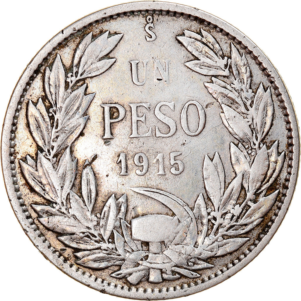 Moneta, Chile, Peso, 1915, EF(40-45), Srebro, KM:152.4