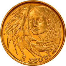 Coin, San Marino, 5 Scudi, 1980, Rome, MS(65-70), Gold, KM:115