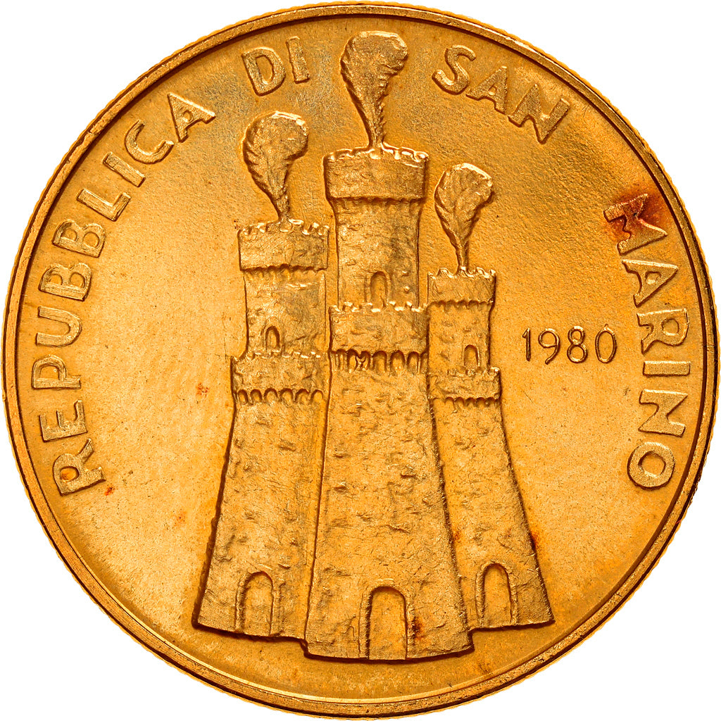 Coin, San Marino, 5 Scudi, 1980, Rome, MS(65-70), Gold, KM:115