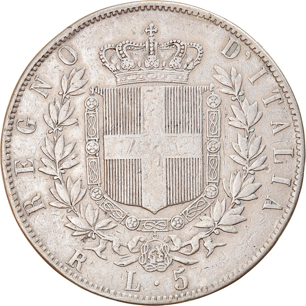 Coin, Italy, Vittorio Emanuele II, 5 Lire, 1870, Rome, EF(40-45), Silver, KM:8.4