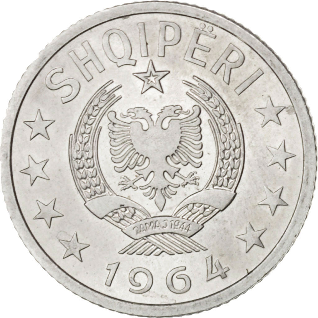 ALBANIA, 5 Qindarka, 1964, KM #39, MS(63), Aluminum, 18, 0.72