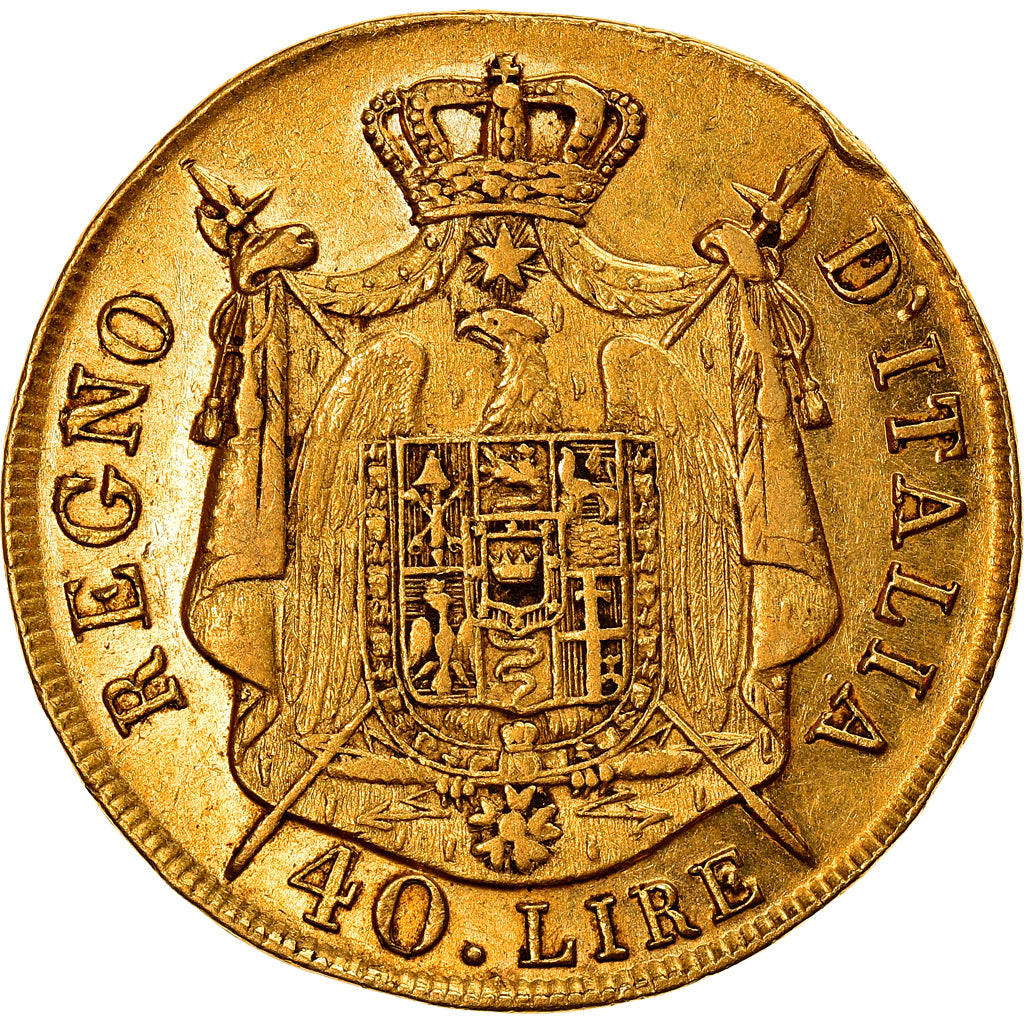 Moneta, STATI ITALIANI, KINGDOM OF NAPOLEON, Napoleon I, 40 Lire, 1808, Milan
