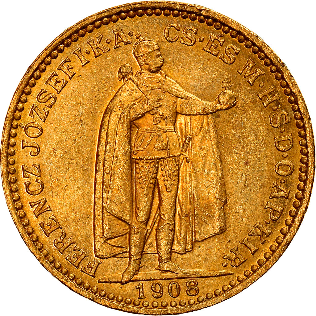 Moneda, Hungría, Franz Joseph I, 20 Korona, 1908, Kormoczbanya, EBC, Oro