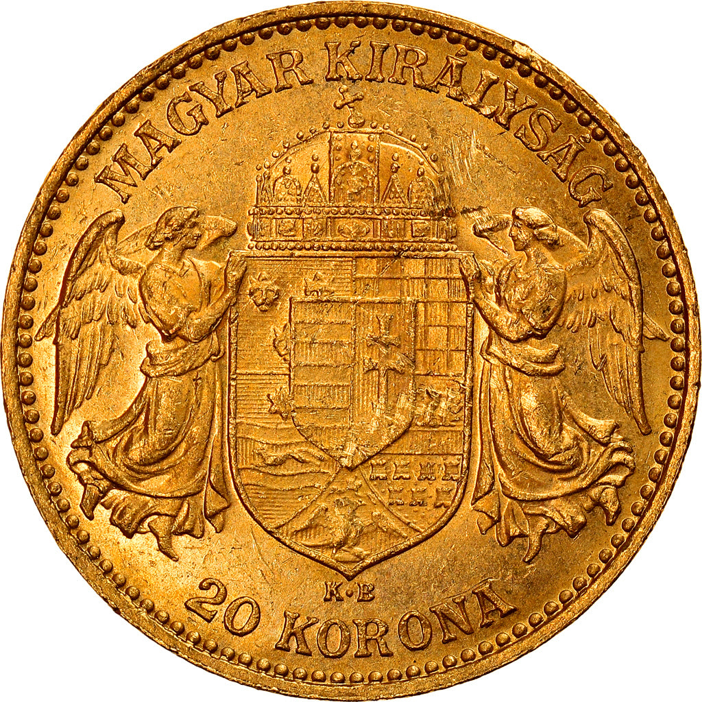 Moneda, Hungría, Franz Joseph I, 20 Korona, 1908, Kormoczbanya, EBC, Oro