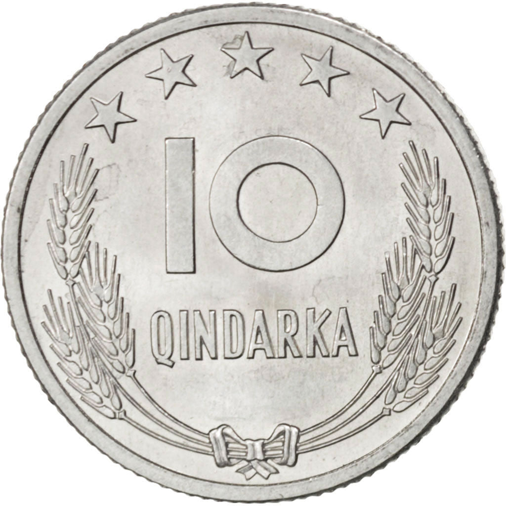 ALBANIA, 10 Qindarka, 1964, KM #40, MS(63), Aluminum, 17.95, 1.05