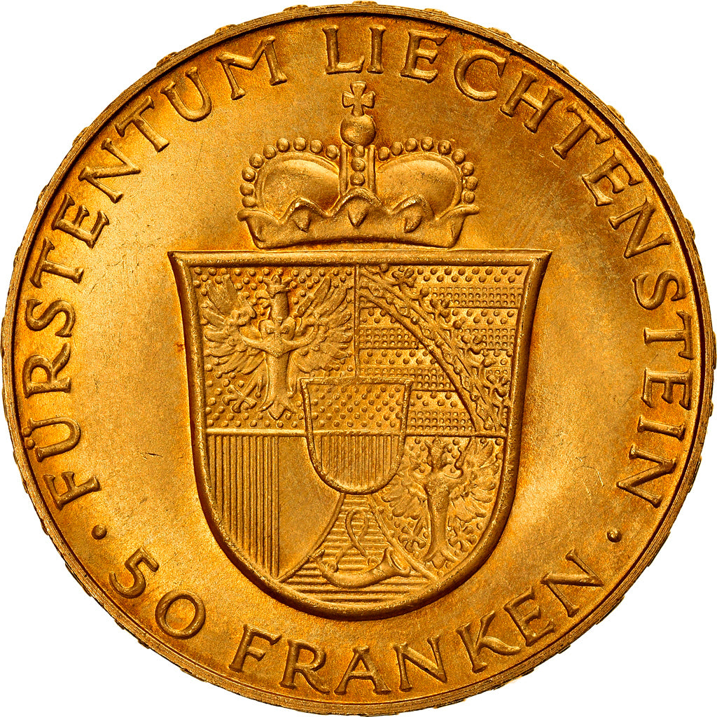 Moneda, Liechtenstein, Prince Franz Josef II, 50 Franken, 1956, FDC, Oro, KM:16