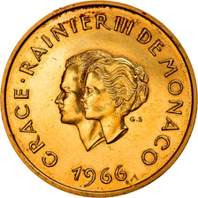 Moeda, Mónaco, Grace et Rainier III, 200 Francs, 1966, Paris, MS(63), Dourado