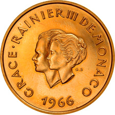 Moeda, Mónaco, Grace et Rainier III, 200 Francs, 1966, Paris, MS(63), Dourado