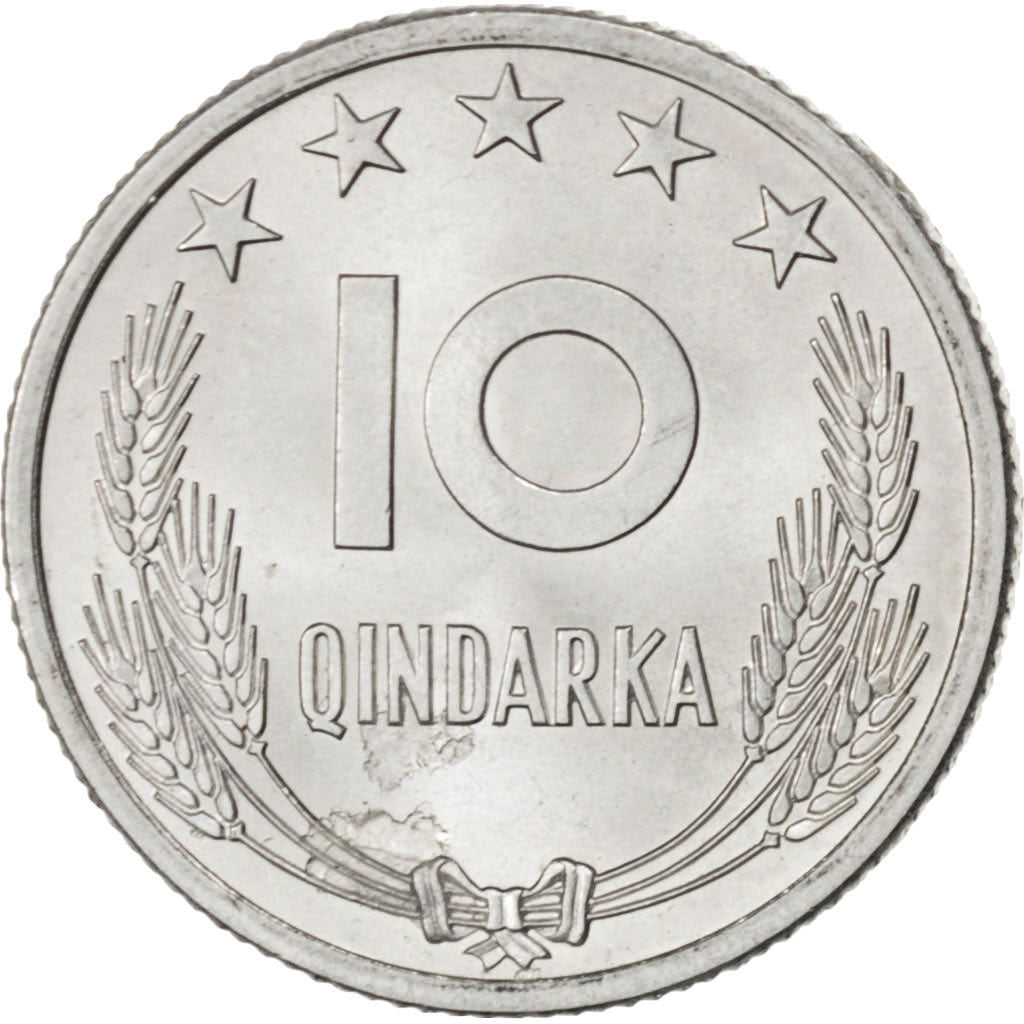 ALBANIA, 10 Qindarka, 1964, KM #40, MS(63), Aluminum, 17.95, 1.06